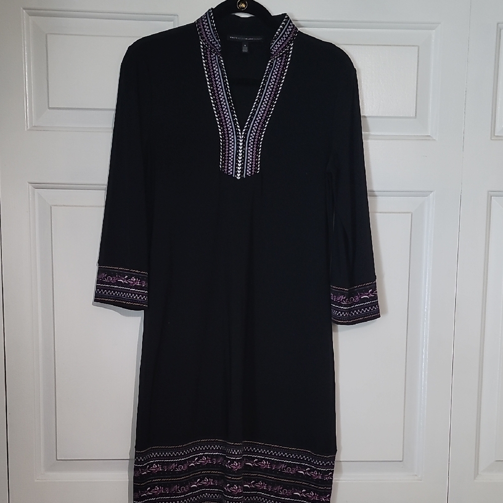 White House Black Market Black Dress with Purple Accents